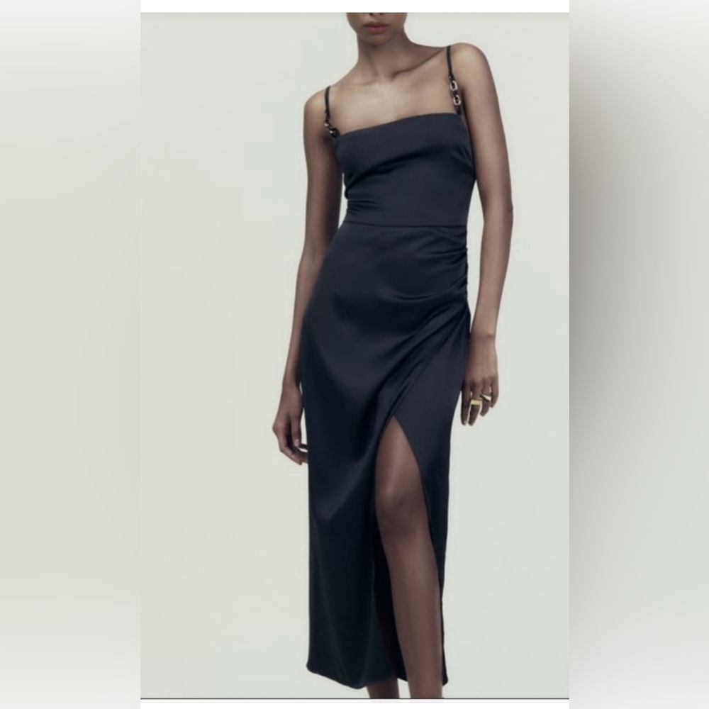 Zara Black Silky Dress